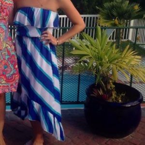 Silk high-low Lilly Pulitzer blue striped dress